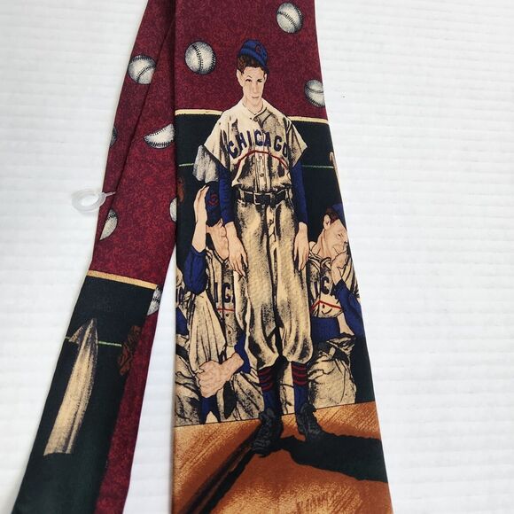Norman Rockwell Vintage 1995 Necktie Chicago Baseball Saturday Evening P… - Picture 4 of 12